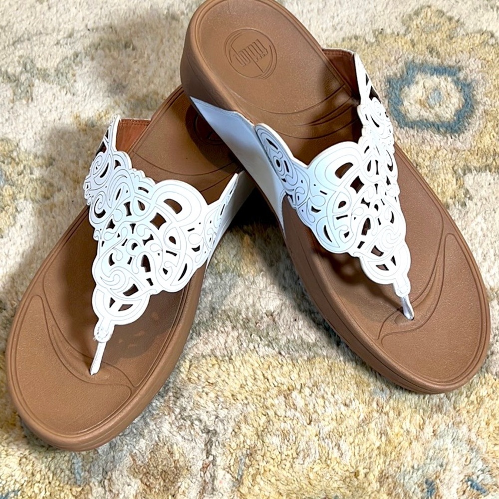 Fitflops, White Flora style. Excellent Condition, Size 10
